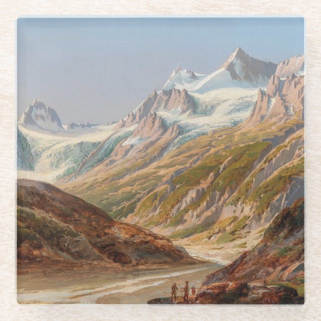 Silvretta Mountain Landscape – Ignaz Dorn Glass Coaster (Front)