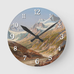 Silvretta Mountain Landscape – Ignaz Dorn Round Clock