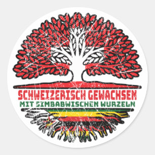Simbabwe Simbabwisch Schweizer Schweiz Baum Wurzel Classic Round Sticker