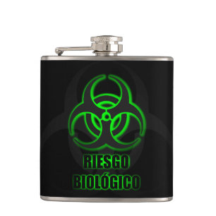 Símbolo Verde Brillante de Riesgo Biológico Hip Flask