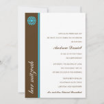 Simcha Bar Mitzvah Invitation<br><div class="desc">A Bar Mitzvah is a true simcha. Celebrate that with this invitation showcasing a graphic Star of David in turquoise against a chocolate brown bar with complementary rules in turquoise. The word "Bar Mitzvah" knocks out vertically to make the celebration clear to all. Available in alternate colours with matching products...</div>