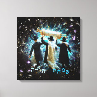 Simchat Torah Dancing with Scroll Canvas Art Print