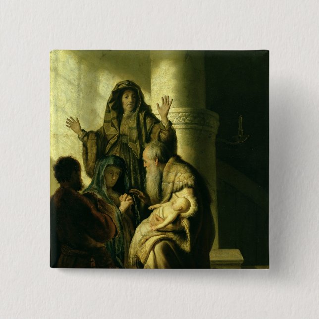 Simeon and Hannah in the Temple, c.1627 15 Cm Square Badge (Front)