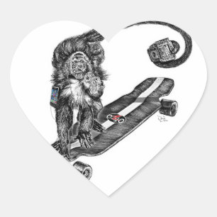 Simian Selfie Art Heart Sticker
