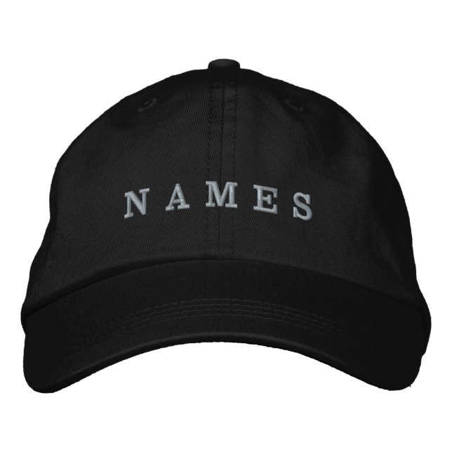 Simlpe Black Custom Name Embroidered Hat (Front)