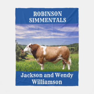 Simmental Bull in Pasture Fleece Blanket