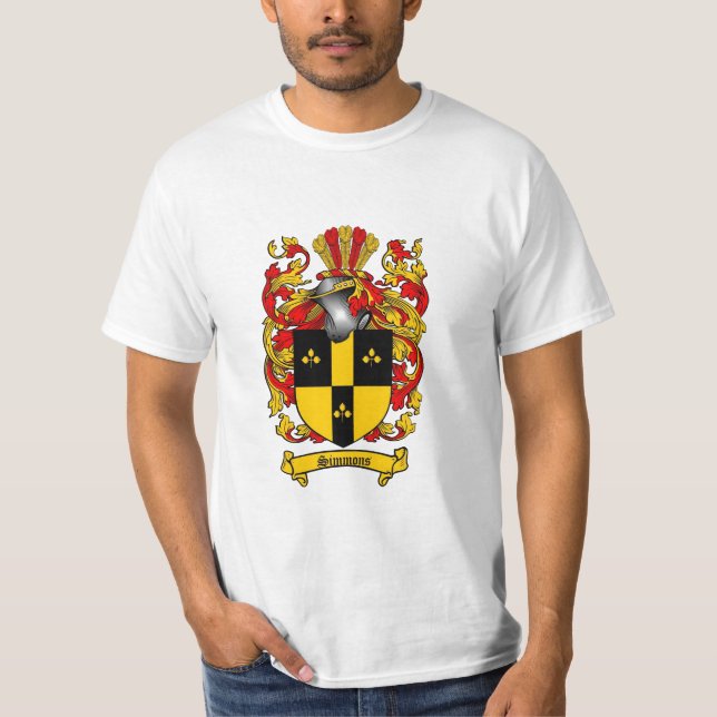 Simmons Family Crest - Simmons Coat of Arms T-Shirt (Front)