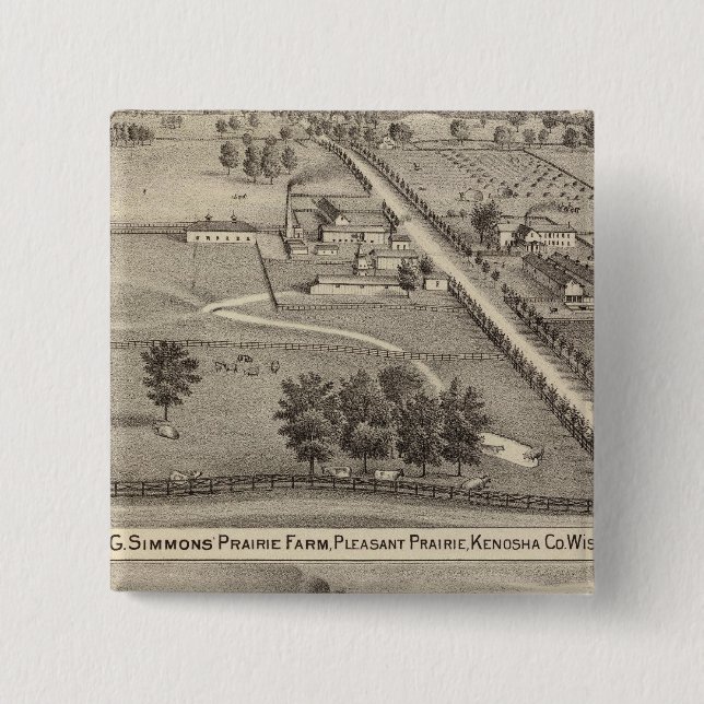 Simmon's Prairie Farm, Kenosha Water Cure 15 Cm Square Badge (Front)