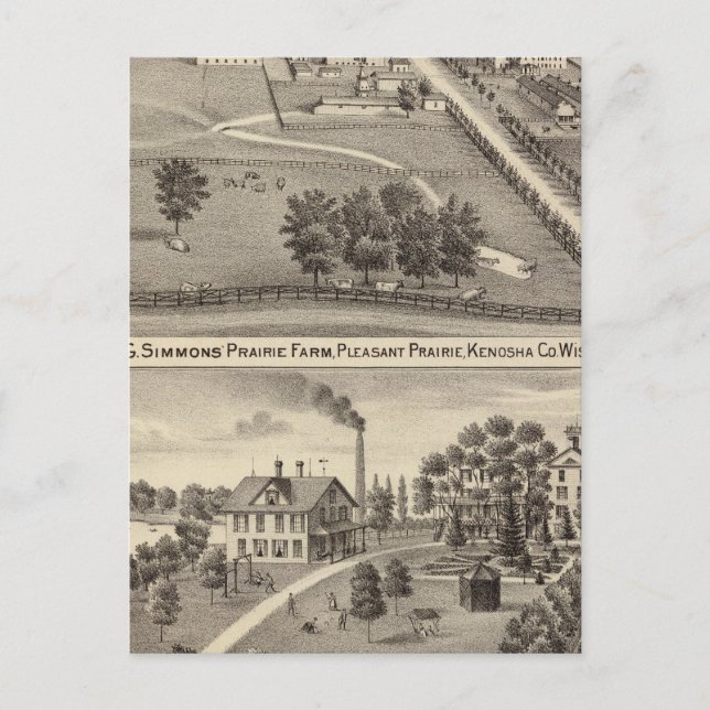 Simmon's Prairie Farm, Kenosha Water Cure Postcard (Front)