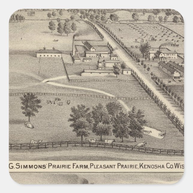 Simmon's Prairie Farm, Kenosha Water Cure Square Sticker (Front)