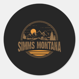 Simms Montana Mountain Hiking Print Classic Round Sticker