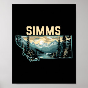 Simms Montana Outdoor Art Retro Hiking Poster