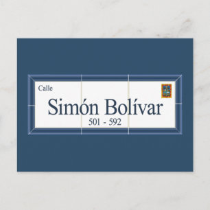 Simon Bolivar, Street Sign, Sucre, Bolivia Postcard