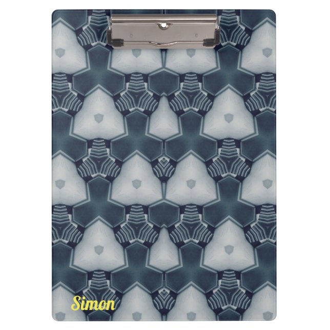 SIMON ~ Muted Gray and White design original  Clipboard (Front)