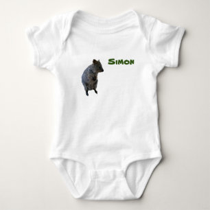 Simon Name And Aussie Quokka, Baby Bodysuit