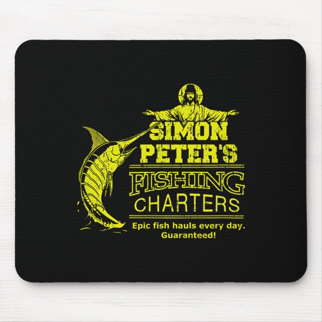 Simon Peter's Fishing Charters Funny Jesus Christ  Mouse Mat (Front)