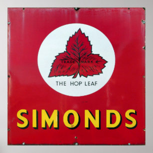 Simonds Beer, vintage enamel sign. Poster