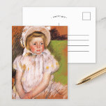 Simone in a White Bonnet | Mary Cassatt Postcard<br><div class="desc">Simone in a White Bonnet (1901) by American impressionist artist Mary Cassatt. Original artwork depicts a portrait of a young girl wearing a dress and white bonnet. 

Use the design tools to add custom text or personalise the image.</div>