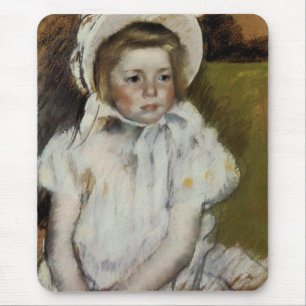 Simone in a White Bonnet Mouse Mat