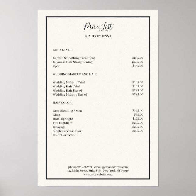 Simpel Beige Black Price List   Poster (Front)