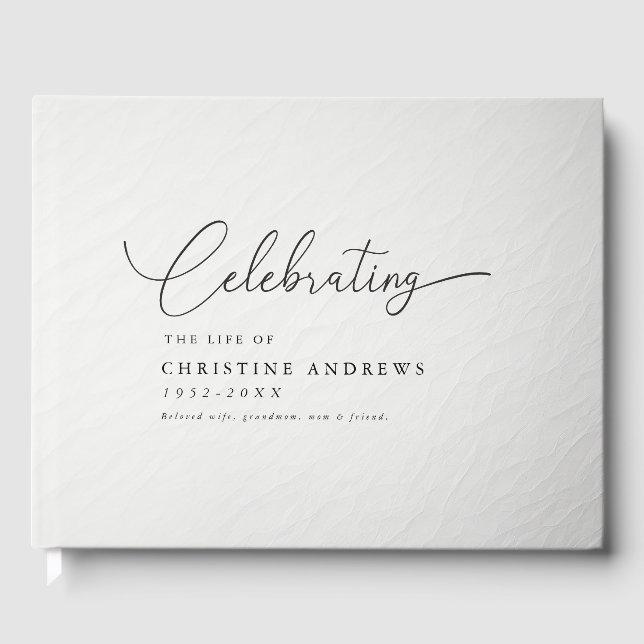 Simpel "Celebration of life" Script Font  Guest Book (Front)