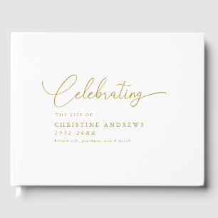 Simpel "Celebration of life" Script Font, White Guest Book