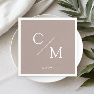 Simpel Elegant Monogramm Brown Napkin