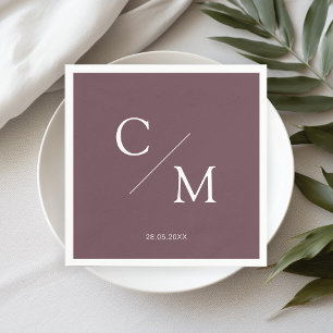 Simpel Elegant Monogramm Plum Brown Napkin