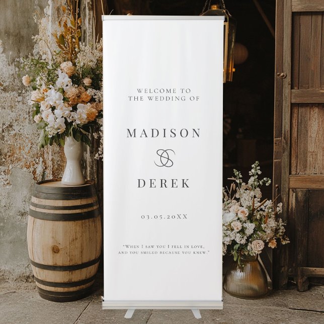 Simpel Elegant Wedding WELCOME Retractable Banner (Simpel Elegant Wedding WELCOME Retractable Banner with your names and date.)