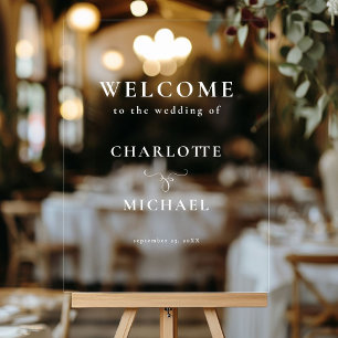 SIMPEL, ELEGANT, "WELCOME"  WEDDING  ACRYLIC SIGN