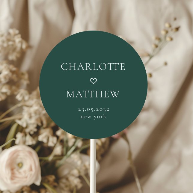 Simpel, minimal, heart wedding Round Sticker (Simpel, minimal, green, heart wedding Round Sticker.)
