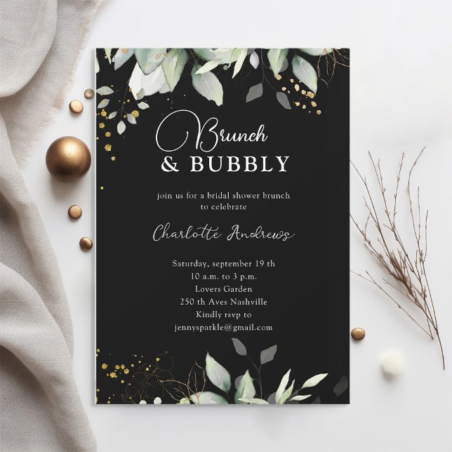 Simpel, modern, minimal, eucalyptus Bridal Shower  Invitation (Creator Uploaded)