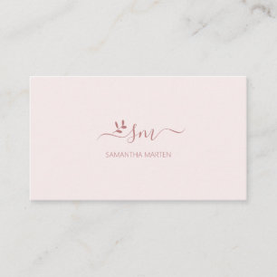 Simpel pink brown floral business card