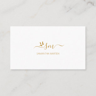 Simpel white beige brown floral business card