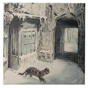 Simpkin the Cat Goes Out (by Beatrix Potter) Tile