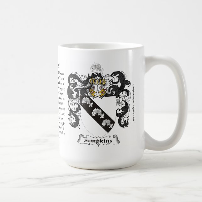 Simpkins, the Origin, the Meaning and the Crest Coffee Mug (Right)