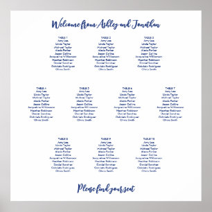 Simple 10 Table Dark Blue Seating Chart