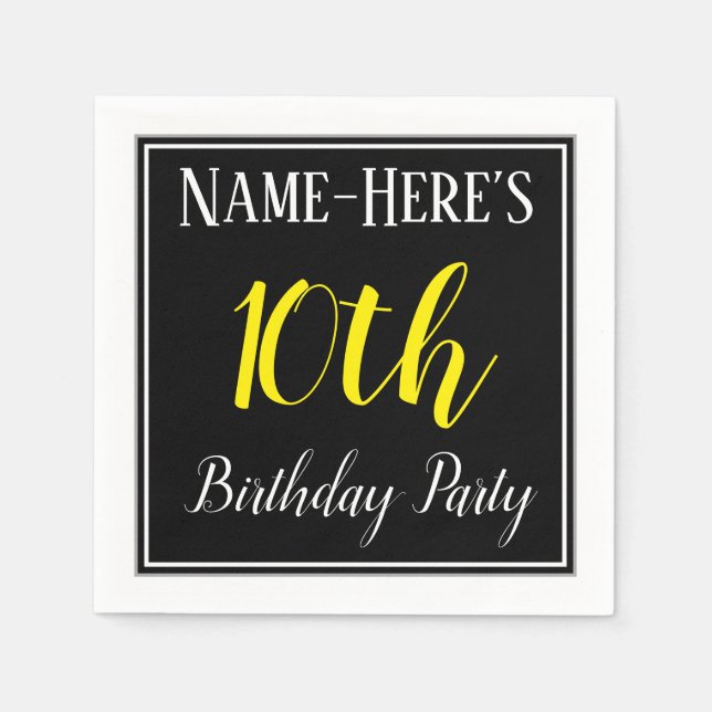 Simple, 10th Birthday Party w/ Custom Name Napkin (Front)
