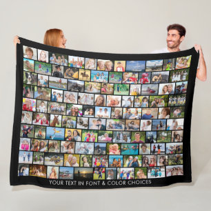 Simple 110 Photo Collage Multiple Shapes Fleece Blanket