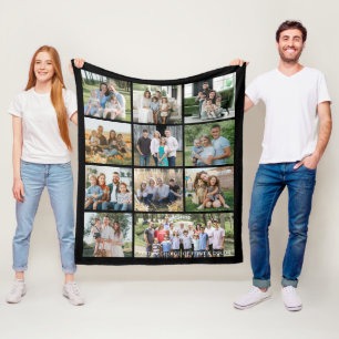Simple 11 Photo Collage Personalized Fleece Blanket