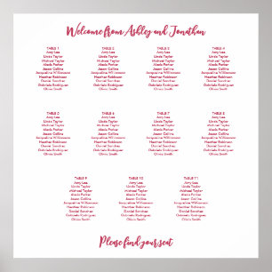Simple 11 Table Magenta Red Seating Chart