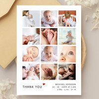 Simple 12 Photo Collage Baby Shower Thank You