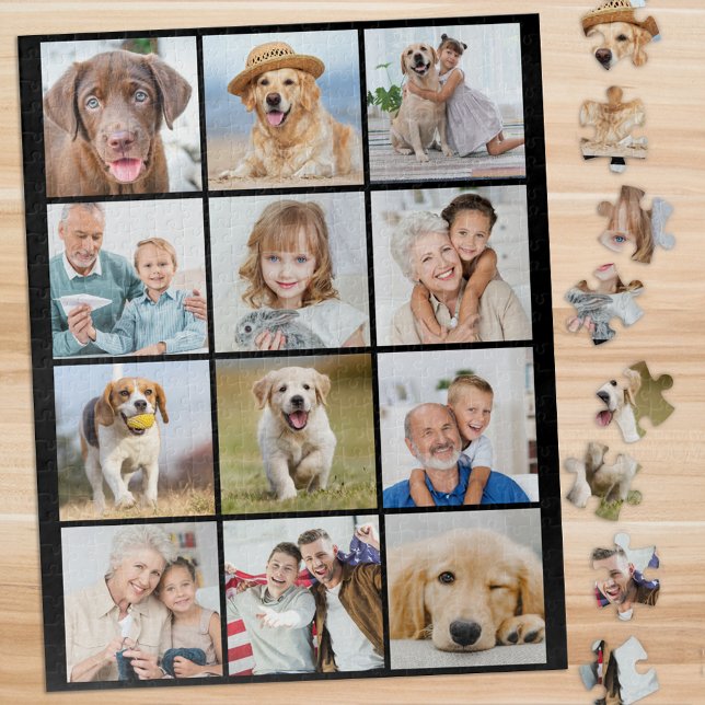 Simple 12 Photo Collage Custom Family Friends Pets Jigsaw Puzzle (Creator Uploaded)