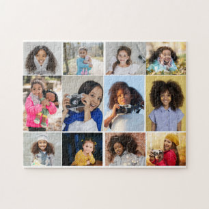 Simple 12 Photo Collage Gift Jigsaw Puzzle