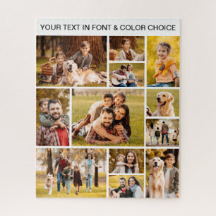 Simple 12 Photo Collage Your Text Jigsaw Puzzle