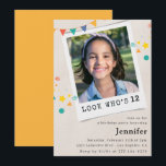 Simple 12th birthday invitations Girl Orange Photo<br><div class="desc">Simple 12th birthday invitations Girl Photo</div>