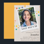 Simple 12th birthday invitations Girl Orange Photo<br><div class="desc">Simple 12th birthday invitations Girl Photo</div>