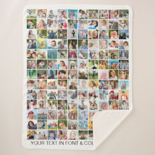 Simple 130 Photo Collage Personalised Custom Sherpa Blanket