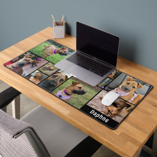 Simple 13 Photo Collage Custom Colour Personalised Desk Mat
