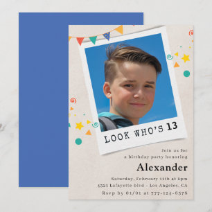 Simple 13th birthday invitations Blue Photo